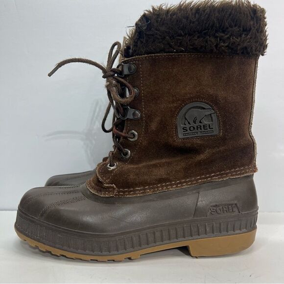 Sorel Kaufman Brown Leather Winter Snow Boots with Removable Liners - Picture 2 of 10